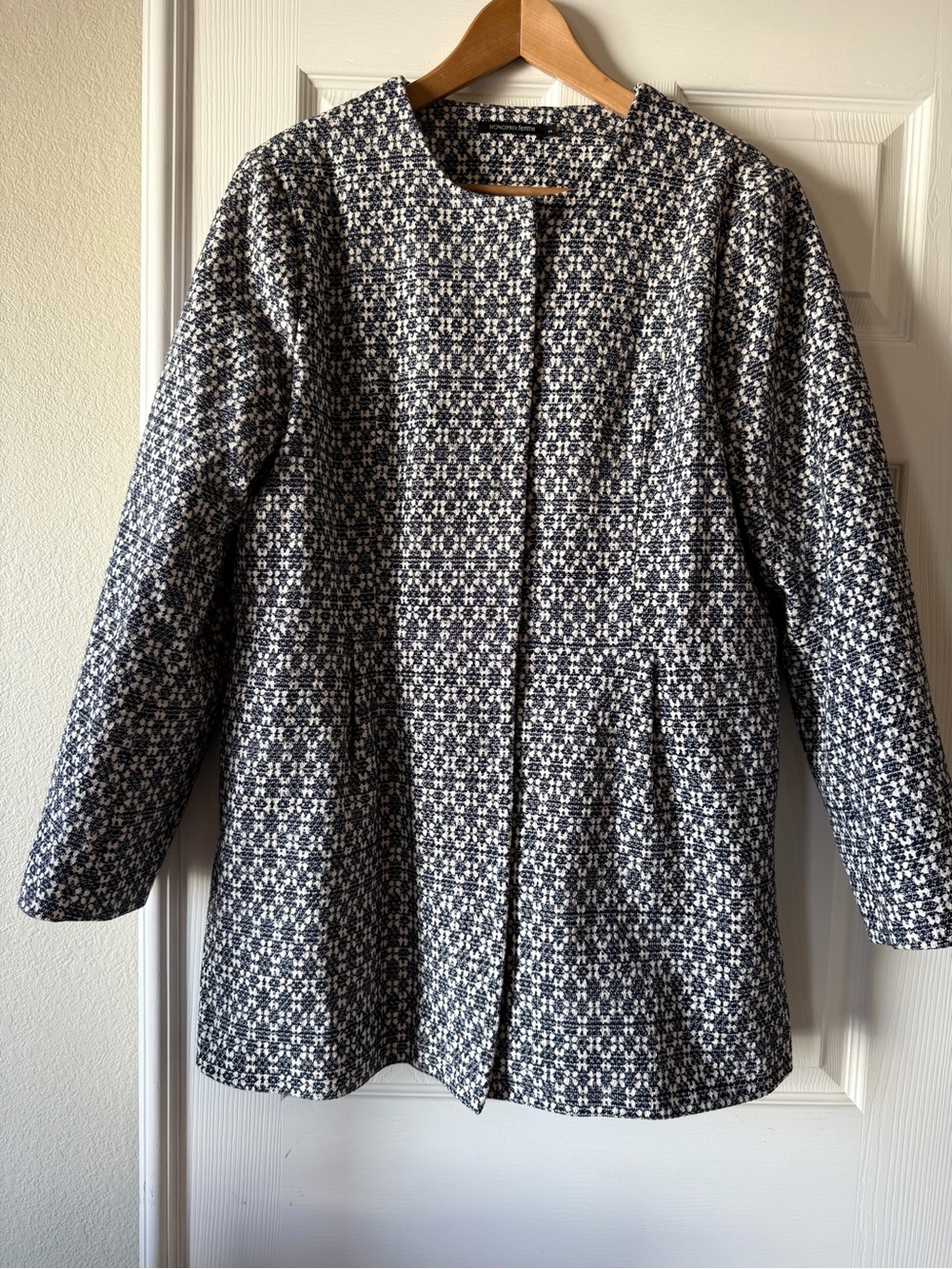 ✨ Monoprix Femme Minimalist Geometric Tweed Jacket ✨